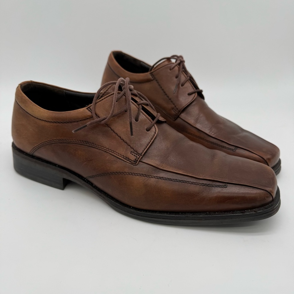 Johnston & Murphy Brown Leather Square Toe Oxford Dress Shoes Size 12 M